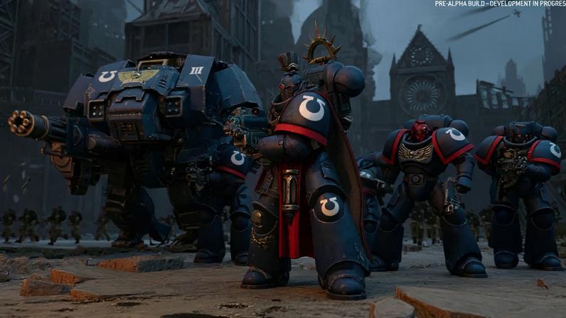 Space Marines advance on the enemy.