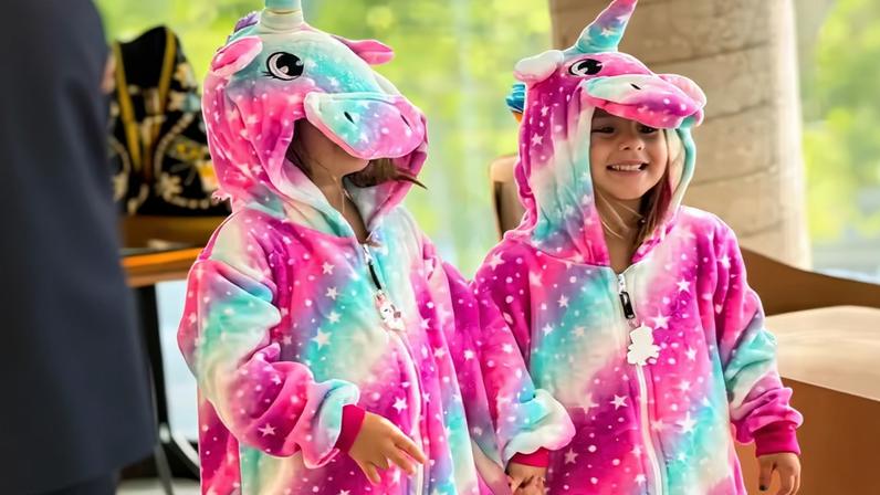 Filhas de Virginia e Zé Felipe se vestem de unicórnio em natal com o pai — Foto: Reprodução/Instagram