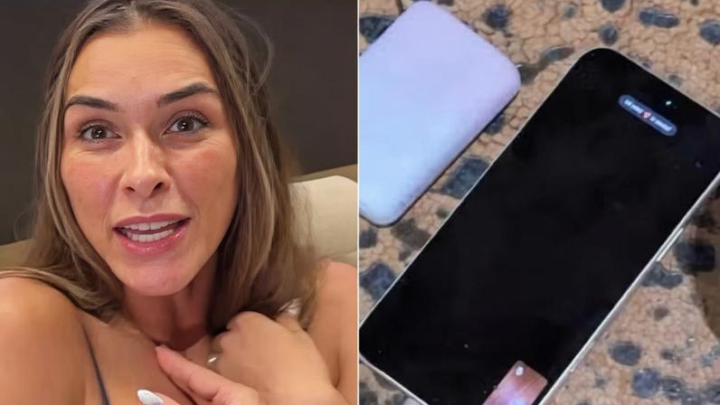 Tainá Militão em video chamada com Èder Militão — Foto: Reprodução/Instagram