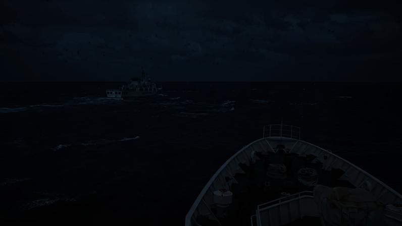 Navio da guarda costeira de Taiwan respondendo a um navio da Guarda Costeira da China (L) em águas a noroeste da Ilha Huayu. Créditos: AFP PHOTO / TAIWAN COAST GUARD