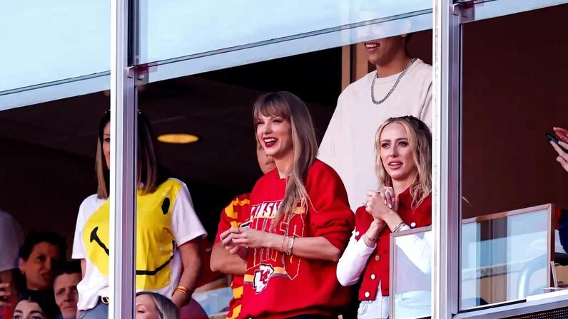 Taylor Swift supported her fiancé, Travis Kelce, as the Kansas City Chiefs played against the Houston Texans on Sunday alongside Selena Gomez and Lena Dunham. Getty Images