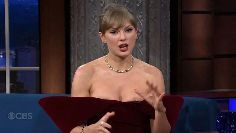 Taylor Swift had a cheeky response to people asking her to “go away” and give other artists “a turn.” The Late Show with Stephen Colbert/Youtube