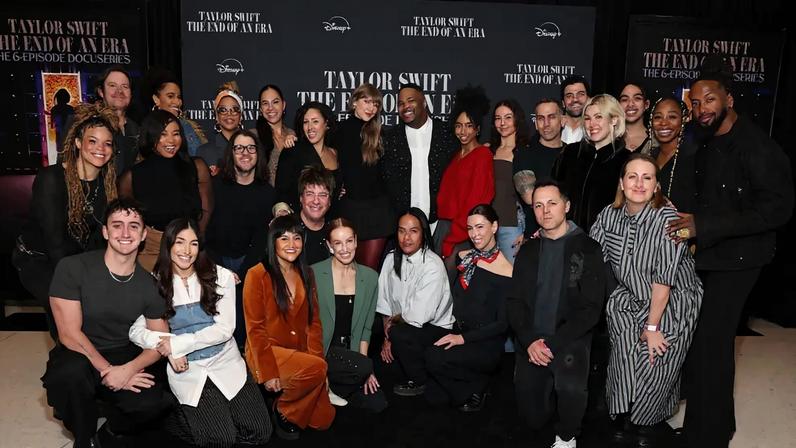 Taylor Swift invited her Eras Tour team to an intimate screening of the first two episodes of her upcoming Disney+ docuseries, "The End of an Era," on Tuesday in NYC. TAS Rights Management