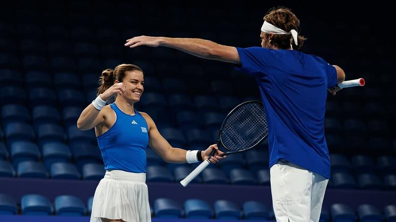 Maria Sakkari e Stefanos Tsitsipas, da equipe grega (Foto: United Cup.com)