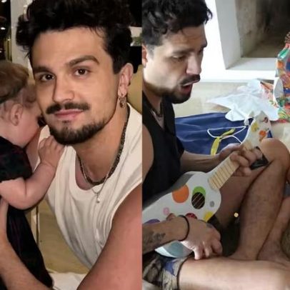 Luan Santana mostra cliques de Natal com a filha Serena pela primeira vez