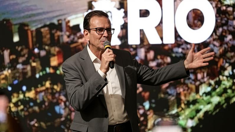 O prefeito do Rio de Janeiro, Eduardo Paes durante apresentação do Rock In Rio, Moro da Urca, na zona sul do Rio de Janeiro. Foto: Tomaz Silva/Agência Brasil