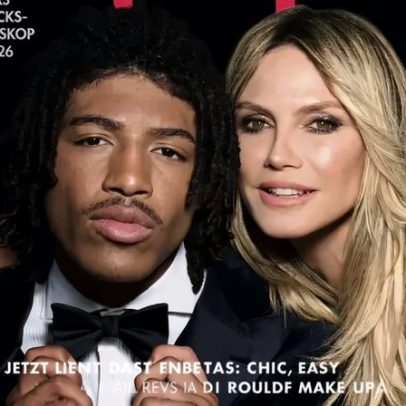 Heidi Klum e o filho Henry Samuel na capa da Elle Germany