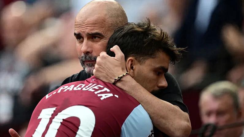 Pep Guardiola Lucas Paquetá — Foto: AFP