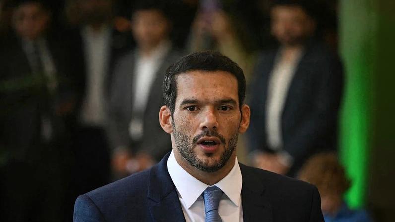 Samir Xaud em sua primeira entrevista como presidente eleito da CBF. Foto: Mauro PIMENTEL / AFP