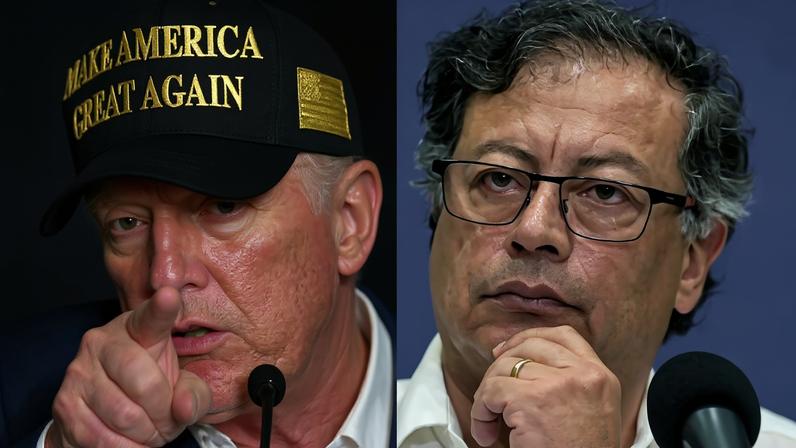 O presidente dos EUA Donald Trump e o presidente colombiano Gustavo Petro. Foto: Mandel Ngan e Joaquín Sarmiento/AFP