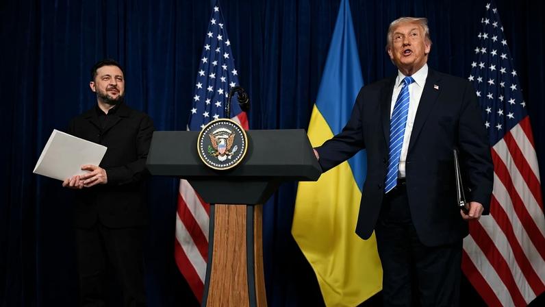 Os presidentes da Ucrânia e dos Estados Unidos, Volodymyr Zelensky e Donald Trump – foto: Jim Watson/AFP