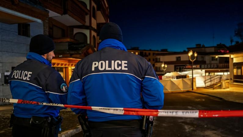 Policiais monitoram o local do incêndio em estação de esqui – foto: Maxime Schmid/AFP