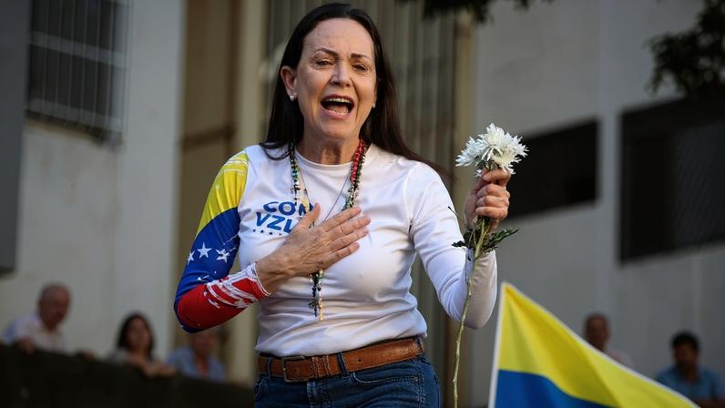 María Corina Machado, opositora de Nicolás Maduro. Foto: Pedro MATTEY / AFP