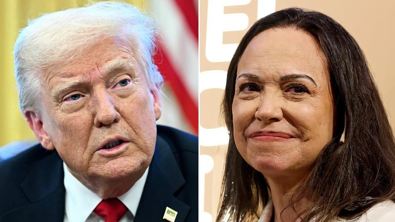 Donald Trump e María Corina Machado –fotos: Mandel Ngan e Odd Andersen/AFP