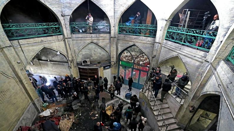 Mesquita destruída em Teerã durante os protestos no Irã – Foto: Atta Kenare/AFP