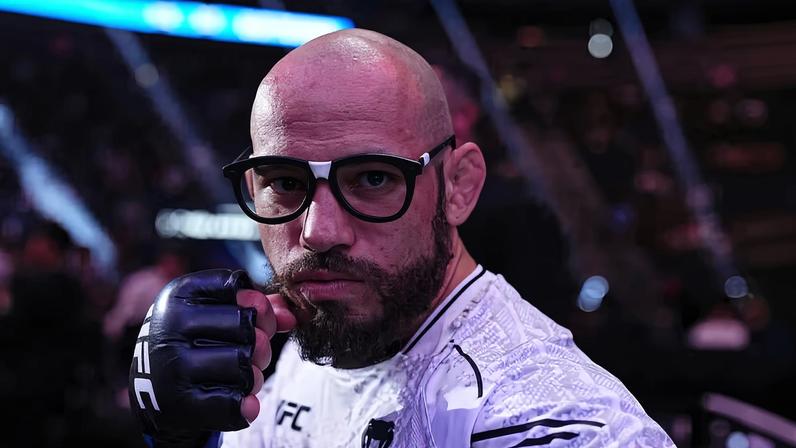 Jean Silva of Brazil reacts after his victory in a featherweight fight during the UFC 303 event at T-Mobile Arena on June 29, 2024 in Las Vegas, Nevada. (Photo by Chris Unger/Zuffa LLC)