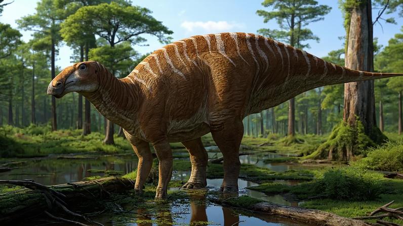Ilustração do dinossauro bico-de-pato.