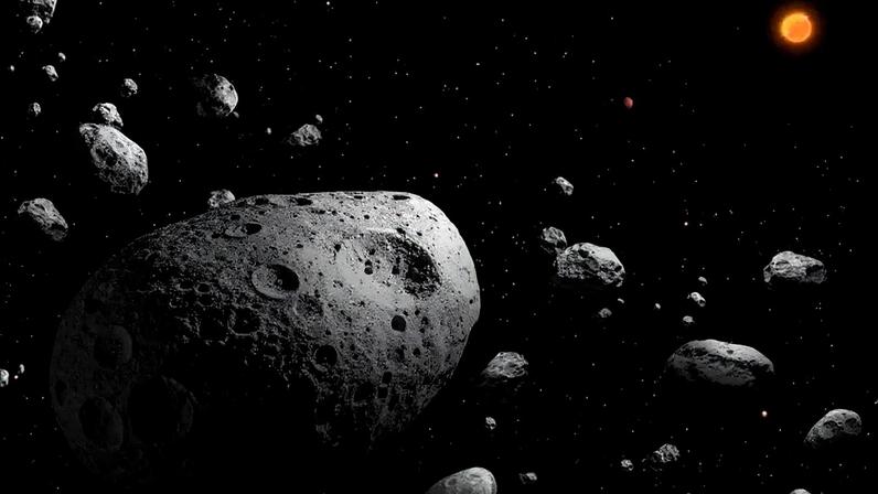 Ilustração do asteroide com rotação mais rápida já registrado.
