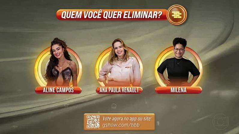 Vote em quem você quer eliminar: Aline, Ana Paula ou Milena.