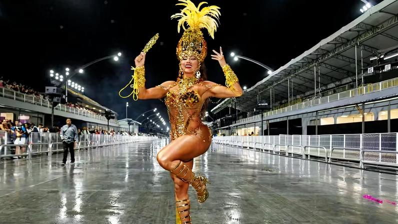 Juju Salimeni em ensaio técnico da Barroca Zona Sul — Foto: Clayton Felizardo