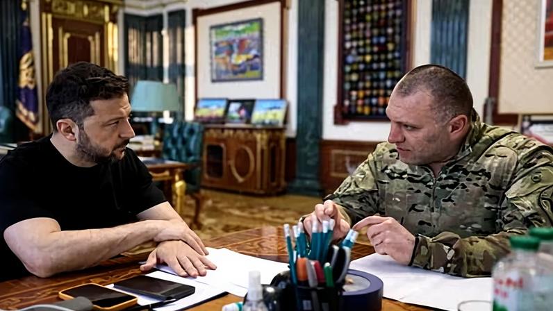 Volodymyr Zelenskyy with Vasyl Malyuk in June 2025. The president wants the spy chief to head asymmetrical operations that will inflict maximm damage on Russian forces.