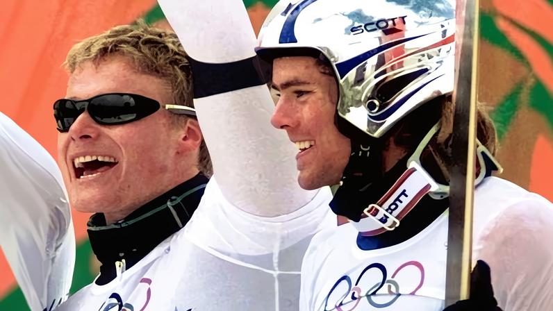 Ueli Kestenholz, right, Ross Rebagliati, left