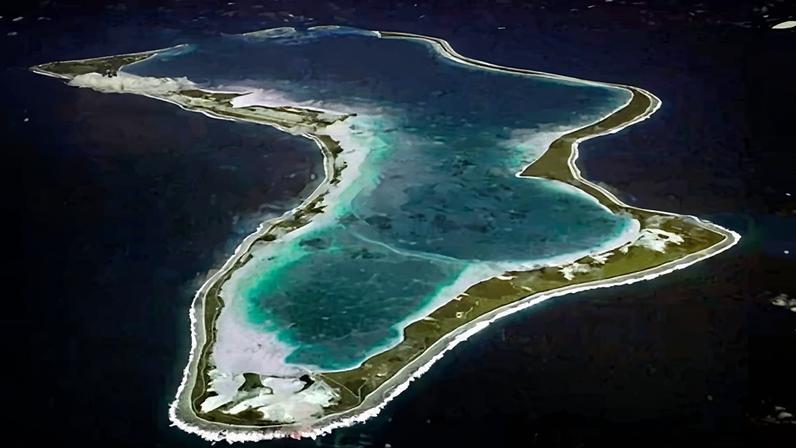 Image released by the US navy shows an aerial view of Diego Garcia.