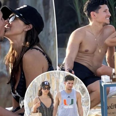 Jessica Alba e Danny Ramirez se beijam durante férias no México
