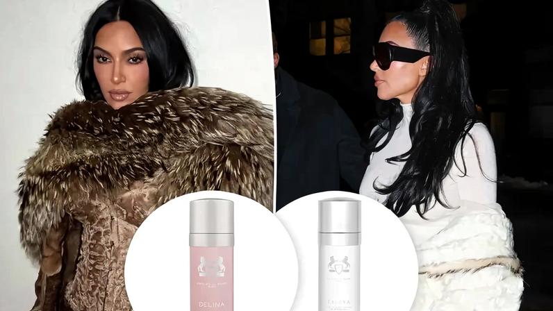 Kim Kardashian with insets of hair perfumes