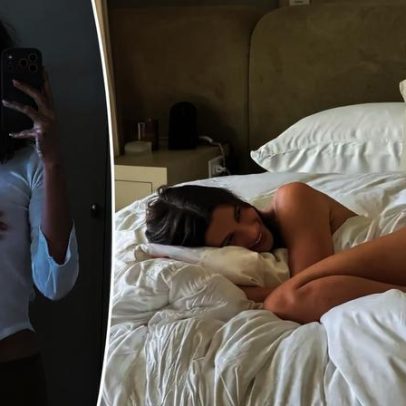 Hailey Bieber usa apenas lençóis em ensaio fotográfico