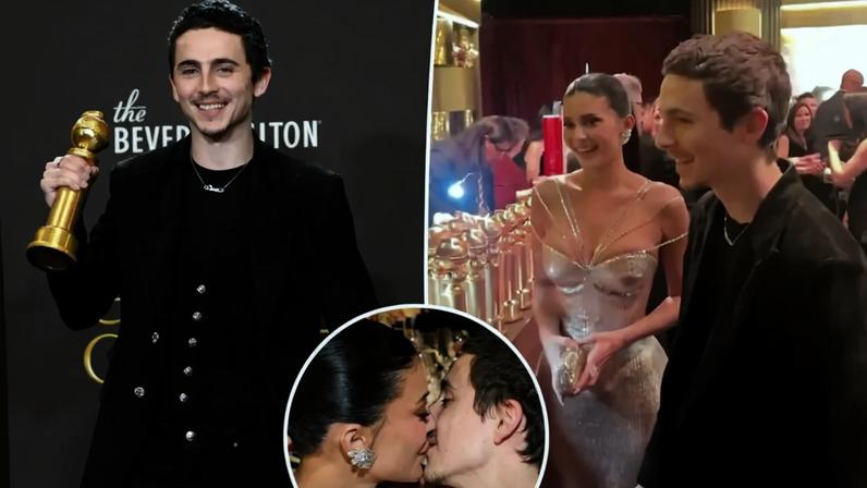 Kylie Jenner and Timothée Chalamet lock lips as actor gets Golden Globe engraved
