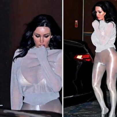 Bianca Censori usa blusa transparente e meias prateadas encontro com Kanye West