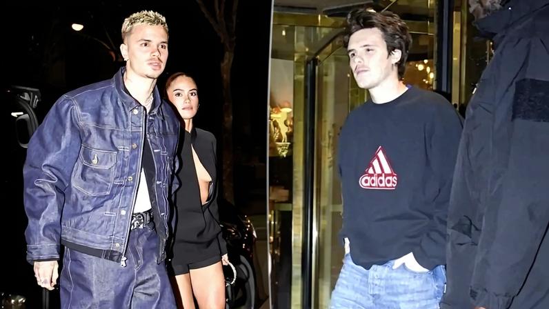 Romeo and Cruz Beckham stepped out for a double date with their girlfriends, Kim Turnbull, and Jackie Apostel on Saturday.