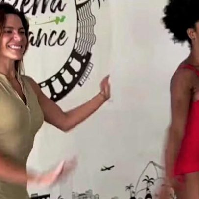 Mariana Goldfarb faz aula de samba e destaca benefício para a autoestima