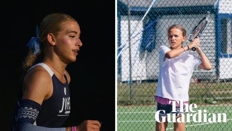 Left: AB Hernandez, a student at Jurupa Valley high school, at the California high school track-and-field championships on 31 May. Right: Lina Haaga, a 14-year-old athlete, playing tennis.
