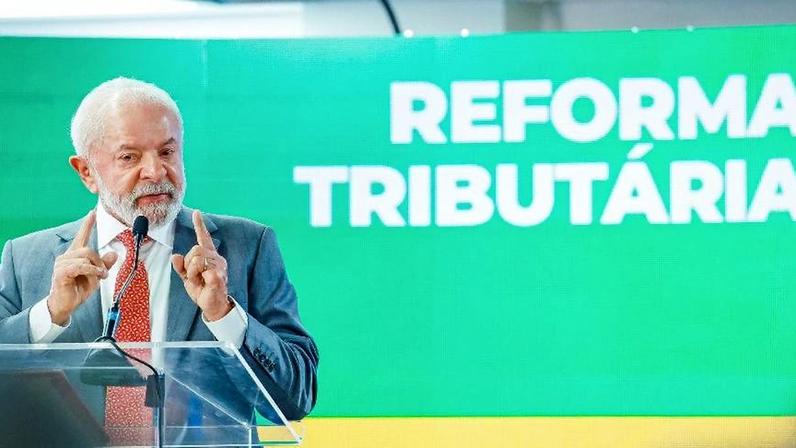 O presidente Lula durante evento sobre a reforma tributária, em Brasília