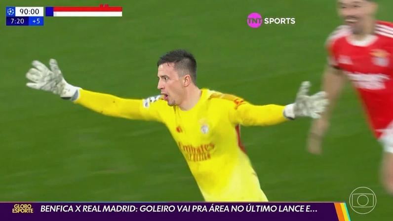 Benfica x Real Madrid: Goleiro vai pra área no último lance e...