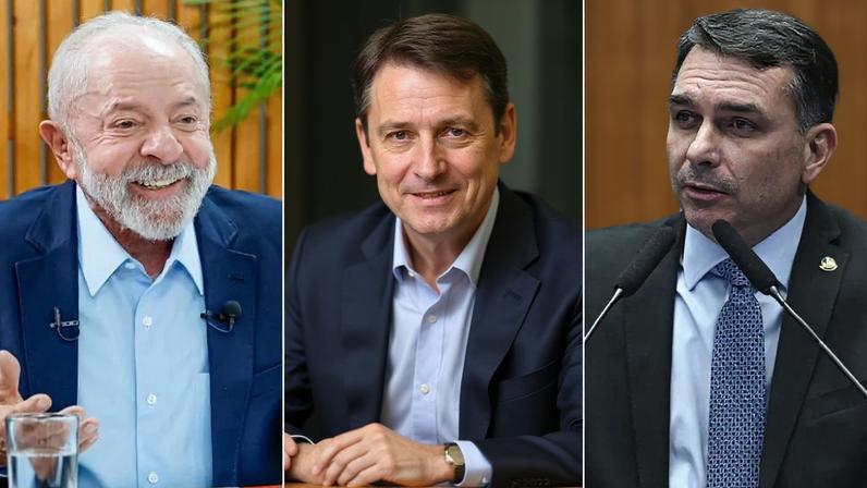 Lula, Tarcísio e Flávio Bolsonaro. Fotos: Ricardo Stuckert / PR; Bruno de Lima / Governo de São Paulo; e Carlos Moura/Agência Senado