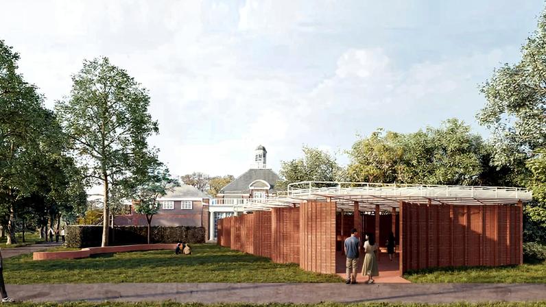 A design render of a serpentine pavilion