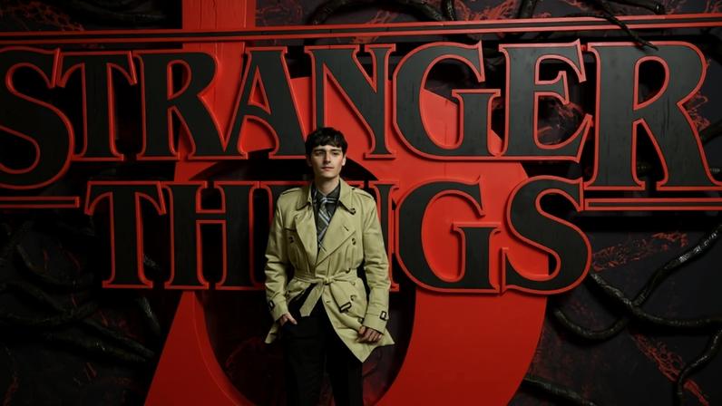 Noah Schnapp em evento de exibição da temporada final da série 'Stranger Things', em Londres