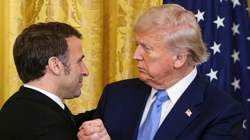 Emmanuel Macron and Donald Trump at the White House last February.