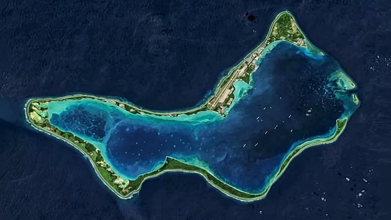 Diego Garcia, the largest of the Chagos Islands, which the UK will lease from Mauritius to continue operating the joint US-UK military base there.