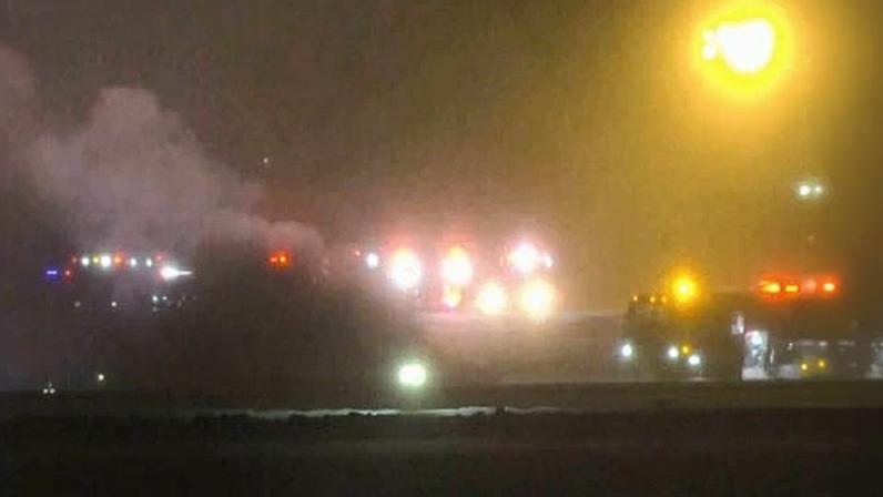 This image taken from video provided by WABI television shows the scene of a crash at the Bangor airport in Maine on 25 January 2026.