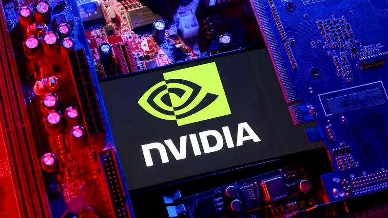 Ilustração mostra o logotipo da NVIDIA e a placa-mãe do computador — Foto: REUTERS/Dado Ruvic/Ilustração