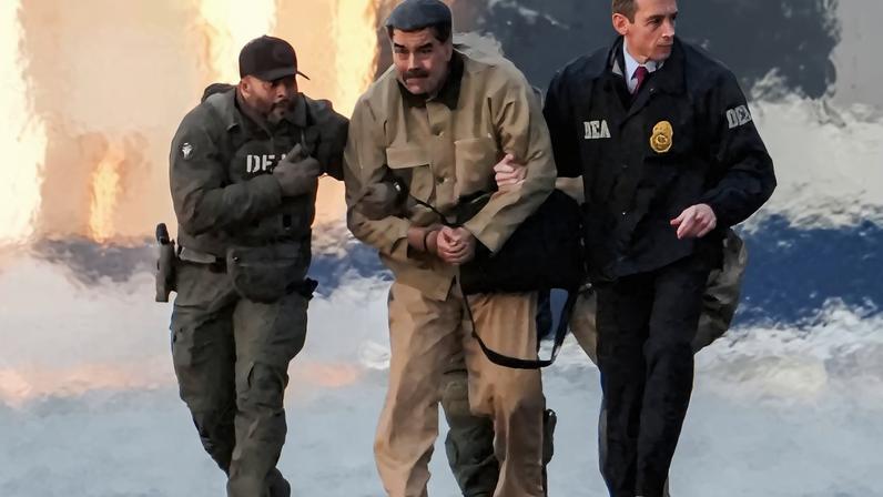 Captured Venezuelan President Nicolas Maduro is escorted, as he heads towards the Daniel Patrick Manhattan United States Courthouse for an initial appearance to face U.S. federal charges including narco-terrorism, conspiracy, drug trafficking, money laundering and others in New York City, U.S., January 5, 2026. REUTERS/Adam Gray TPX IMAGES OF THE DAY