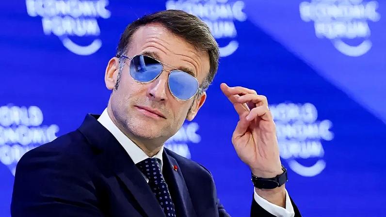 Presidente da França, Emmanuel Macron, participa da 56ª reunião anual do Fórum Econômico Mundial (WEF), em Davos