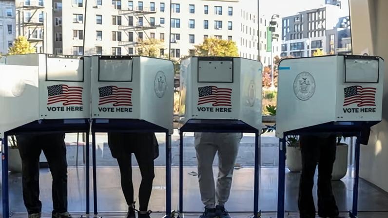 People vote at a polling site in the Brooklyn Museum in November last year.