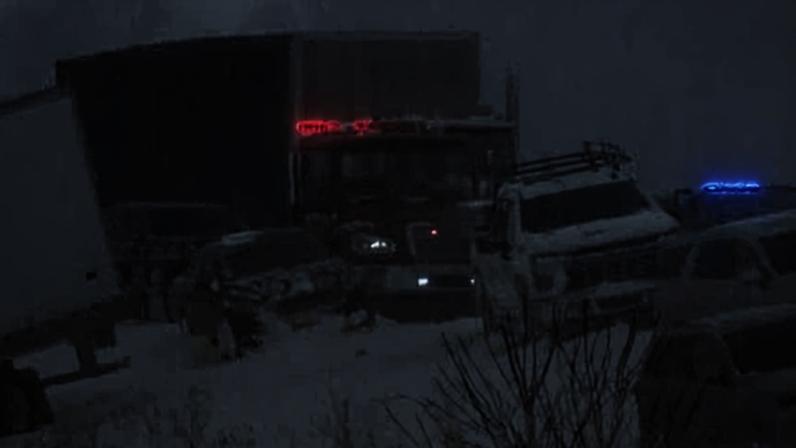 An image taken from video provided by WZZM shows part of a severe multi-car pileup on 19 January 2026, in Ottawa County, Michigan.