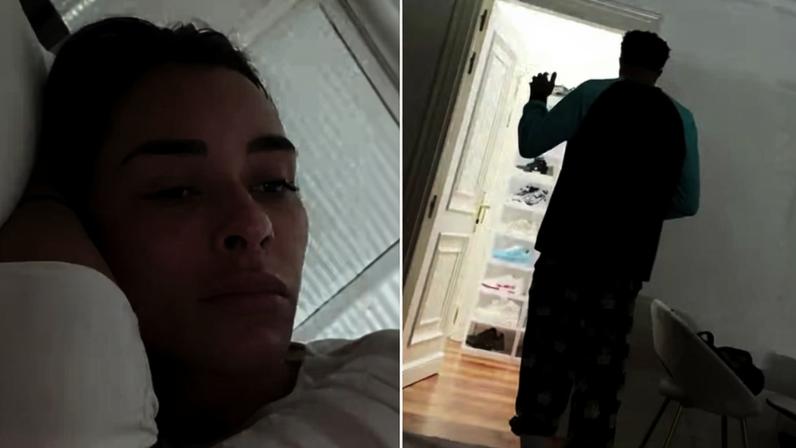 Tainá Militão tenta dormir até mais tarde, mas Eder Militão bota música alta e faz dancinha — Foto: Reprodução/Instagram