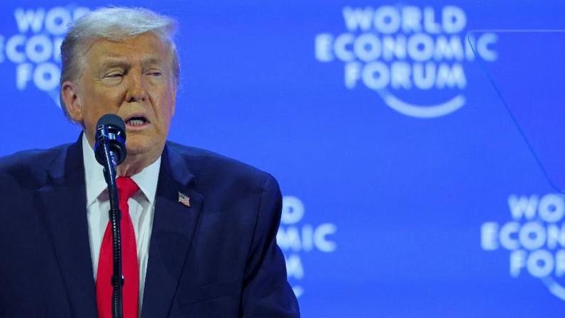 21.jan.2026 - Donald Trump faz seu discurso em Davos
